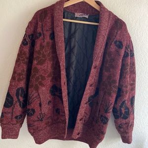Maroon patterned quilted Cardigan M/L
